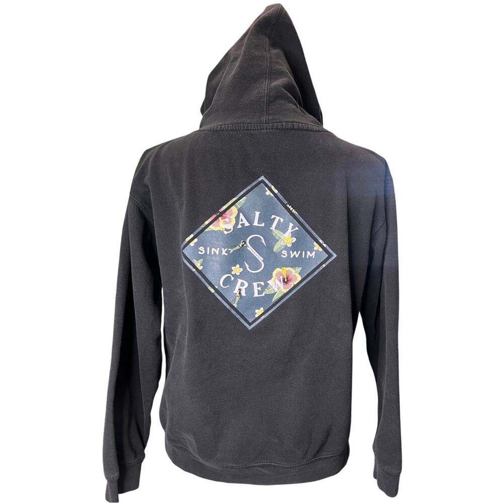 Salty Crew Black Hoodie with Floral Design